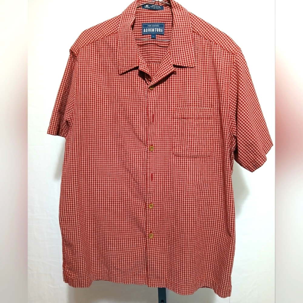 John Ashford Men's Red Gingham Button Down Shirt
